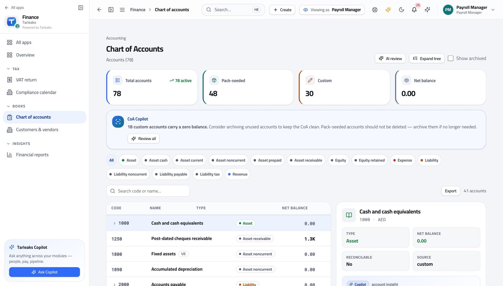 Payroll Manager (in accounting) view of supplier bills are closed to you in Tarleaks ERP