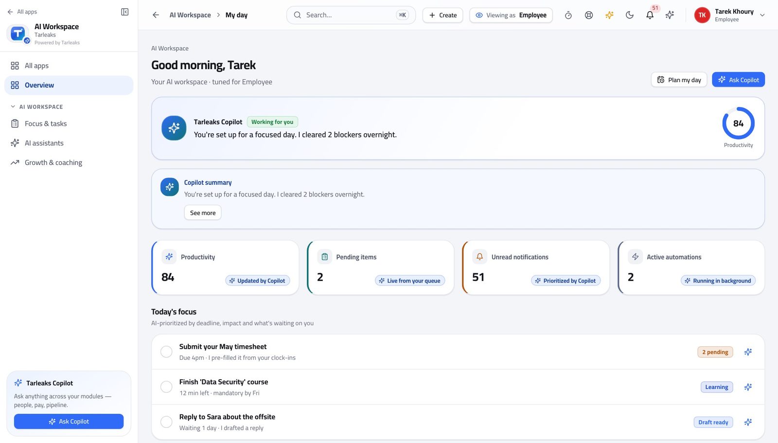 Anyone at work view of use the full assistant page for a longer session in Tarleaks ERP