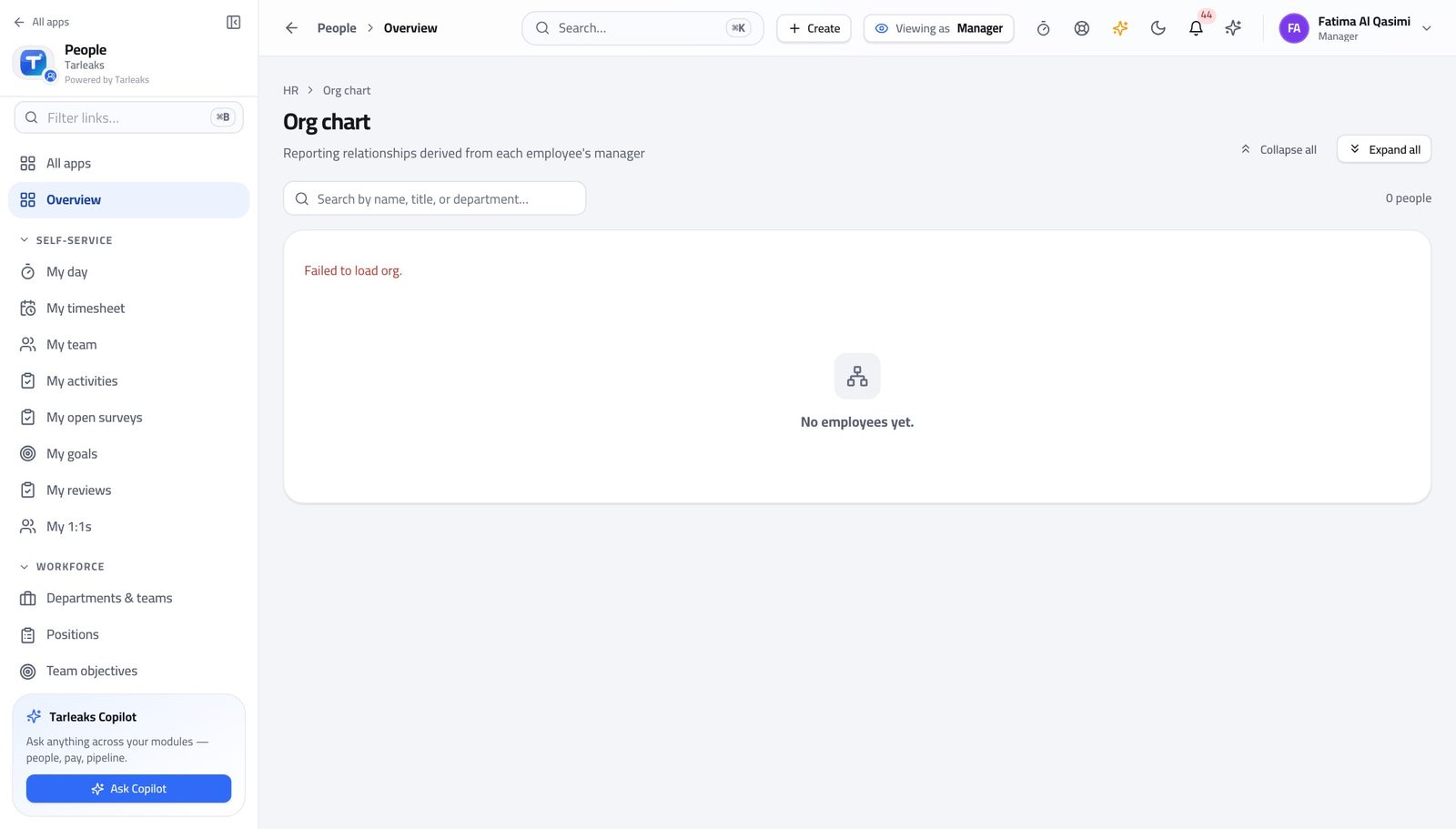 Line Manager — See where your team sits in Tarleaks ERP